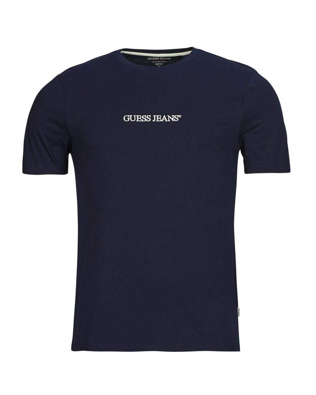 Guess Blue T Shirt Ss Cn Slim Logo Embro Tee for men