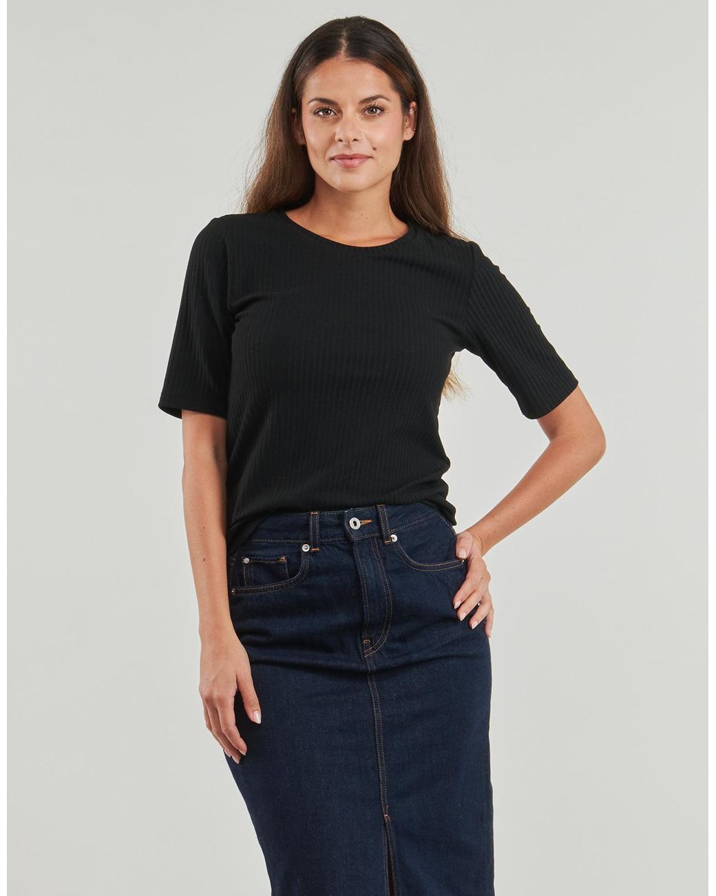 Only Play Black T Shirt Onpseren On 2/4 Reg Rib