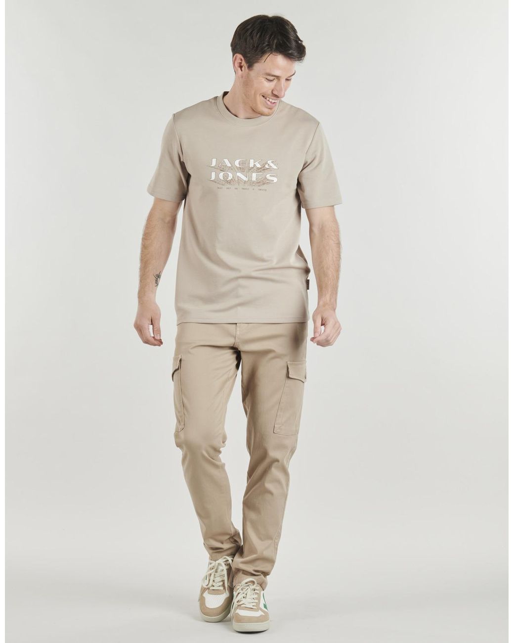 Jack & Jones Natural Cargo Trousers Jpstace Arthur Dobby Cargo for men