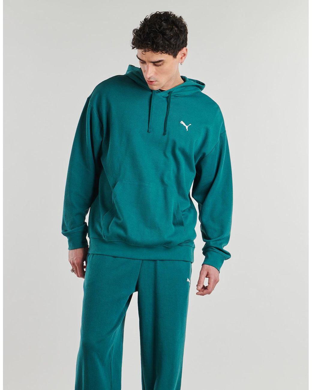 PUMA Green Hoodies Ess Elevated Relaxed Hoodie for men