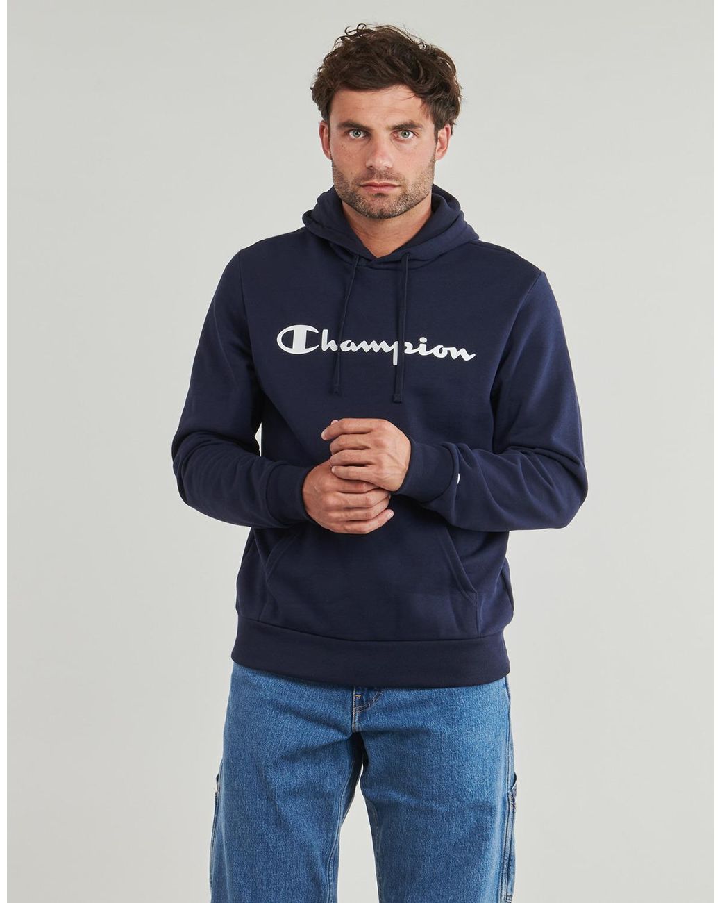 Champion Blue Hoodies Hooded Sweatshirt for men