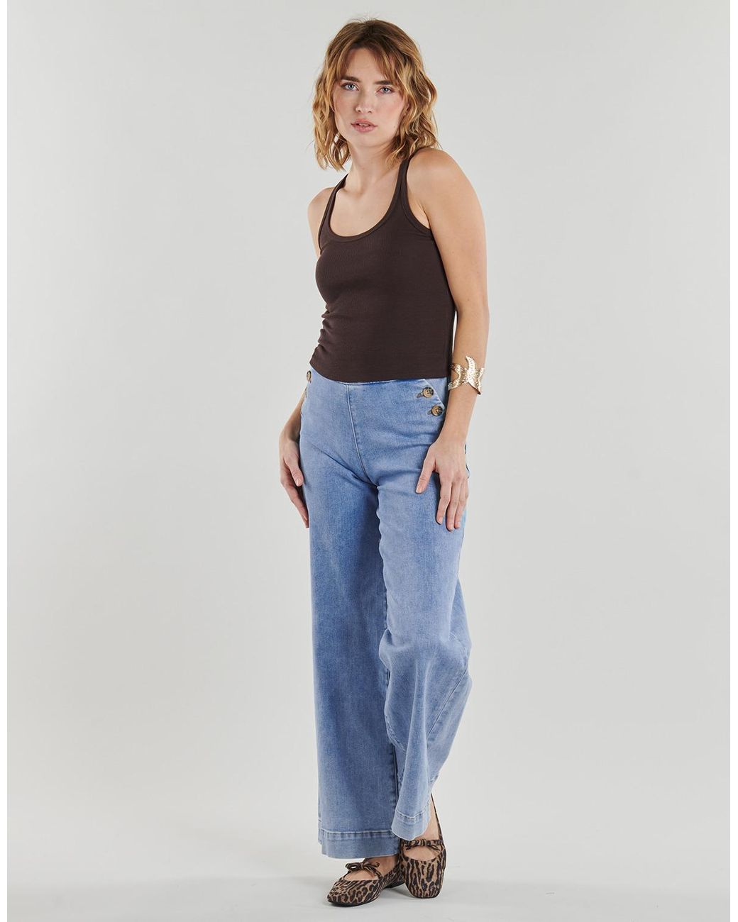 ONLY Blue Flare / Wide Jeans Onlmadison Hw Button Wide