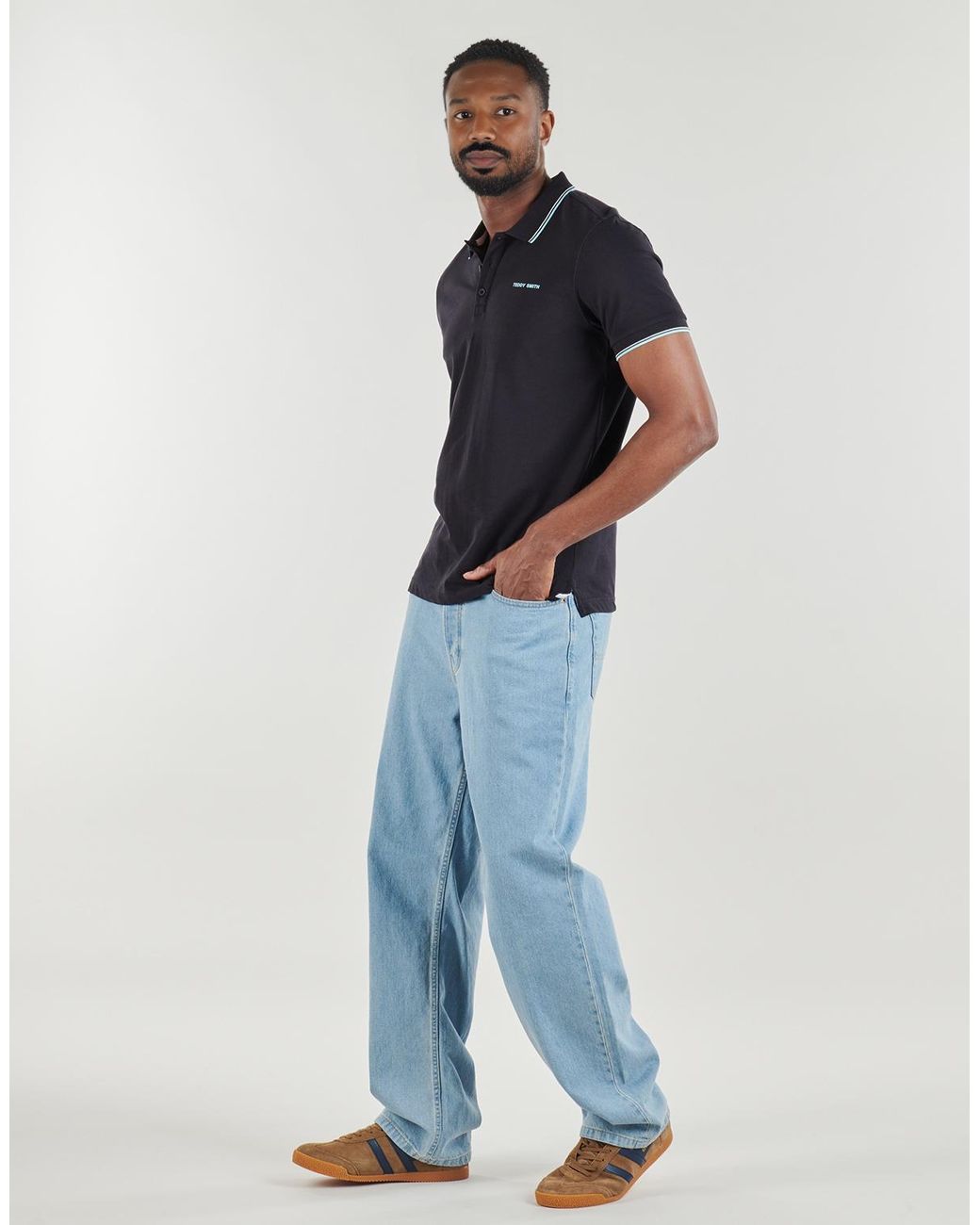 Teddy Smith Black Polo Shirt Pasian 2 Mc for men