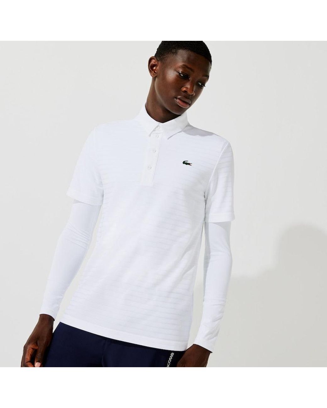 Lacoste Men's Sport Textured Breathable Golf Polo White for Men
