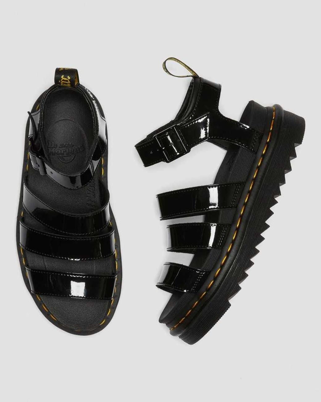 Dr. Martens Women's Blaire Patent Leather Strap Sandals Black | Lyst