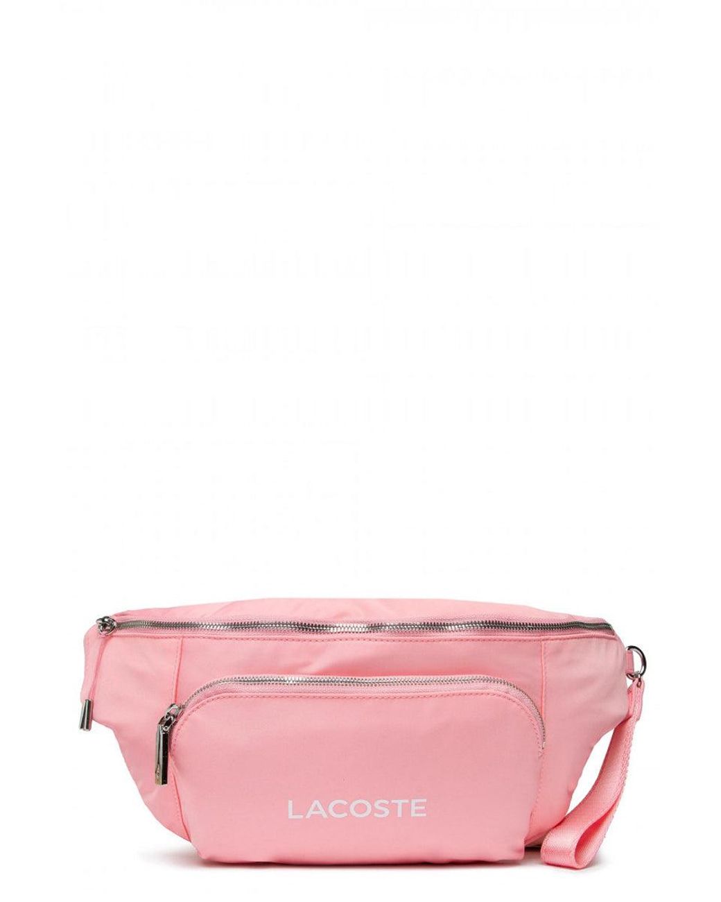 Lacoste Branded Oversized Nylon Waist Bag Lotus Blanc in Pink | Lyst