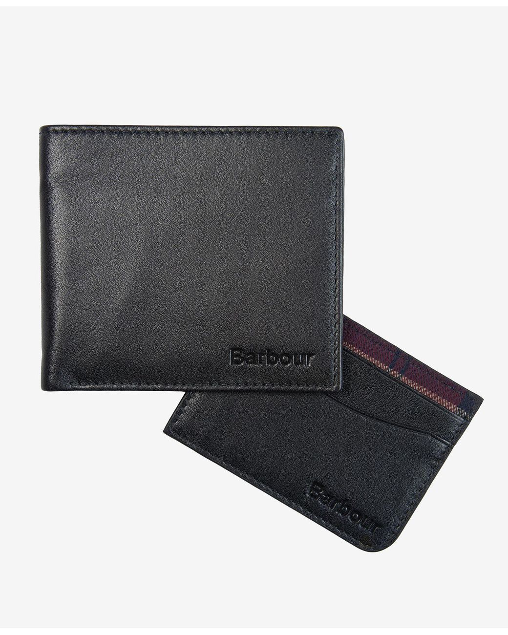 Barbour Leather Wallet/card Gift Set Black/cordovan for Men | Lyst