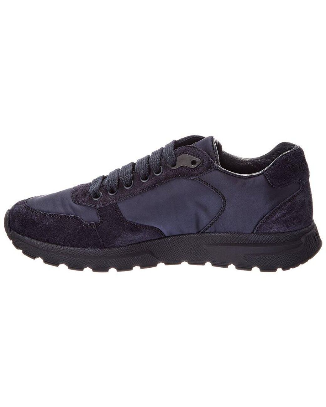 Prada Blue Prax 2.0 Nylon & Suede Sneaker for men