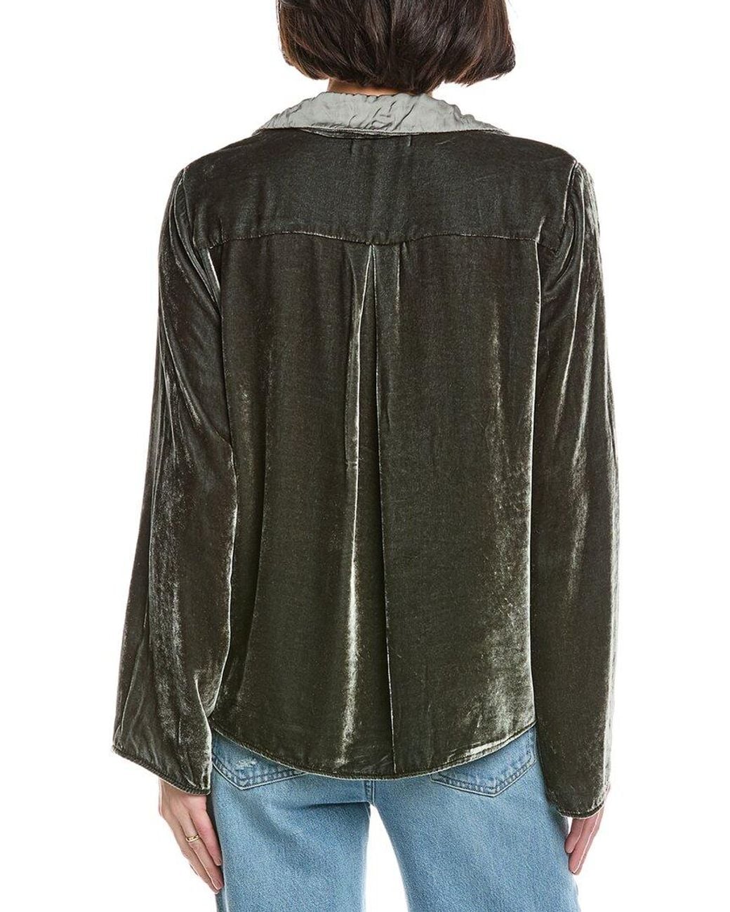 Velvet By Graham & Spencer Black Brenna Velvet Silk-Blend Shirt