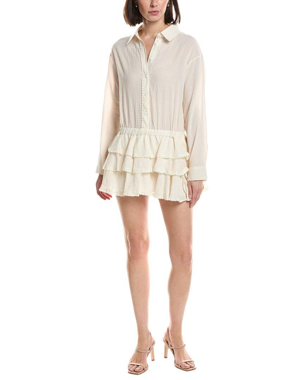 HL Affair Natural Long Sleeve Mini Dress