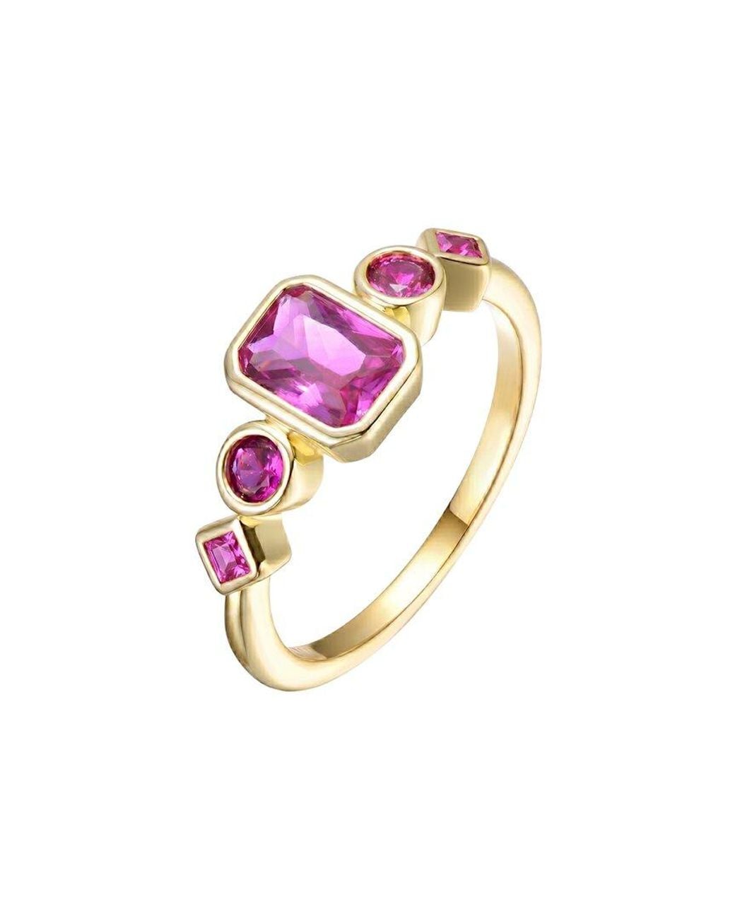 Rachel Glauber Pink 14K Plated Cz Ring
