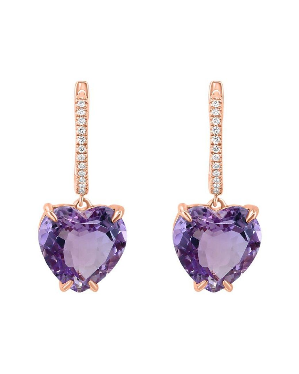 Effy Fine Jewelry Multicolor 14K Rose 6.87 Ct. Tw. Diamond & Amethyst Earrings