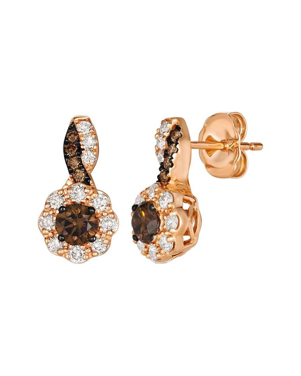 Le Vian Metallic Chocolate Solitaire 14K Rose 0.75 Ct. Tw. Diamond Drop Earrings