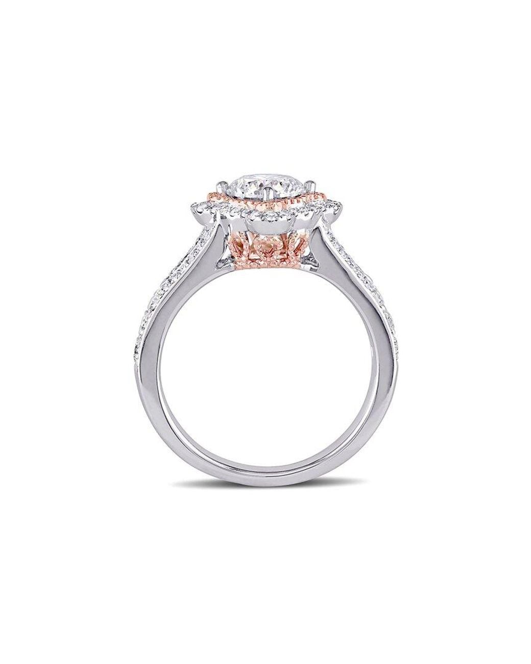 Rina Limor White 14K Two-Tone 1.50 Ct. Tw. Diamond Split Shank Halo Ring