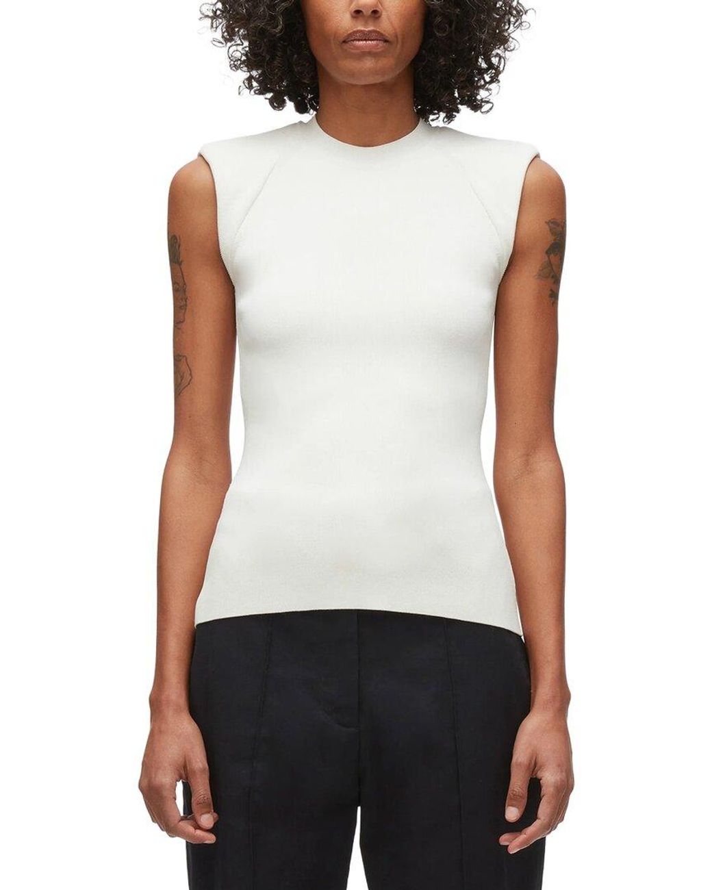 3.1 Phillip Lim White Compact Rib Structured Sleeveless Top