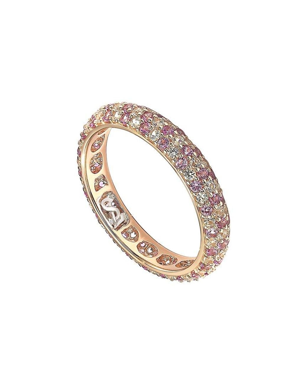 Suzy Levian Metallic Silver 0.02 Ct. Tw. Diamond & Sapphire Eternity Ring