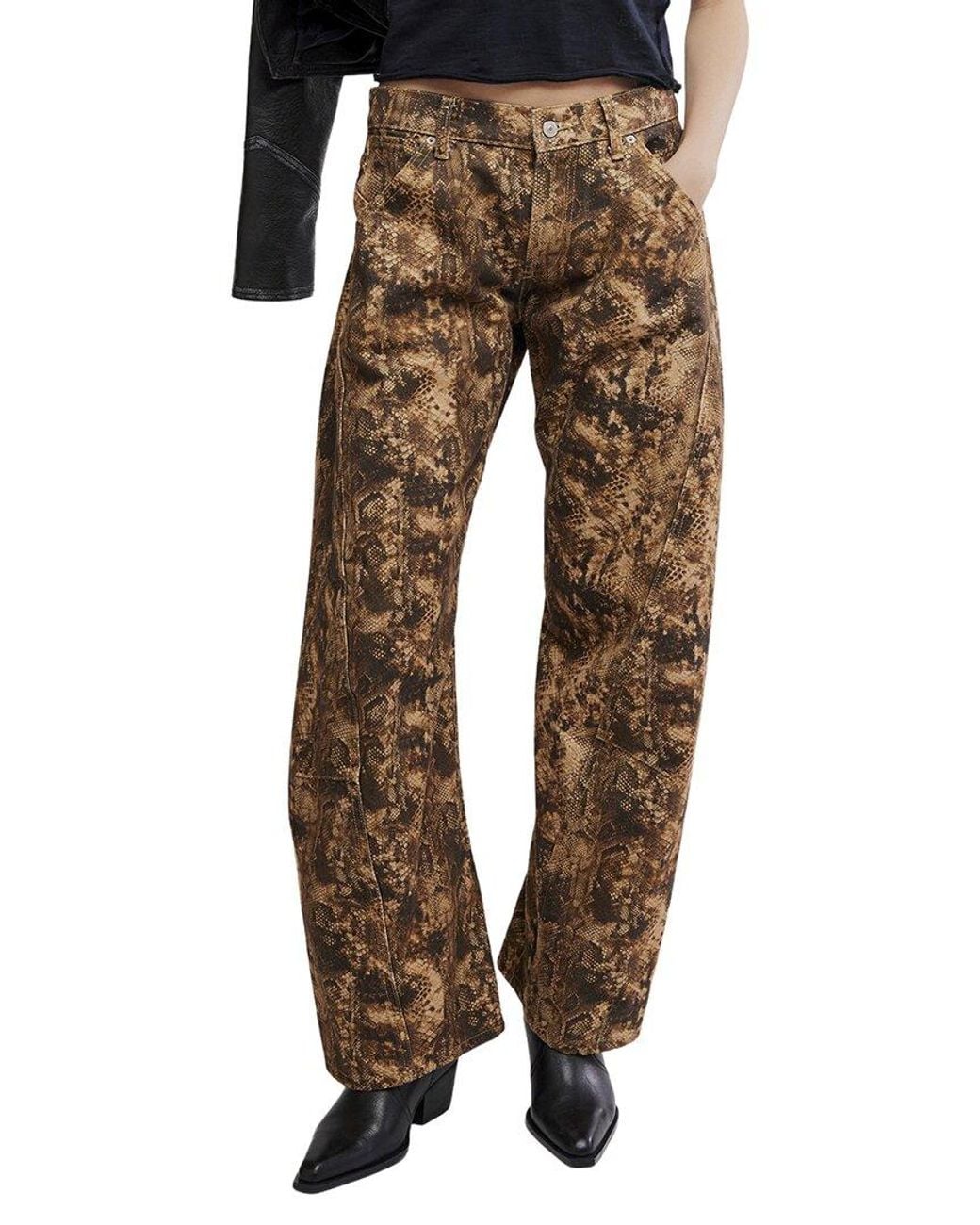 Free People Multicolor Fable Low Rise Printed Boyfriend Jean