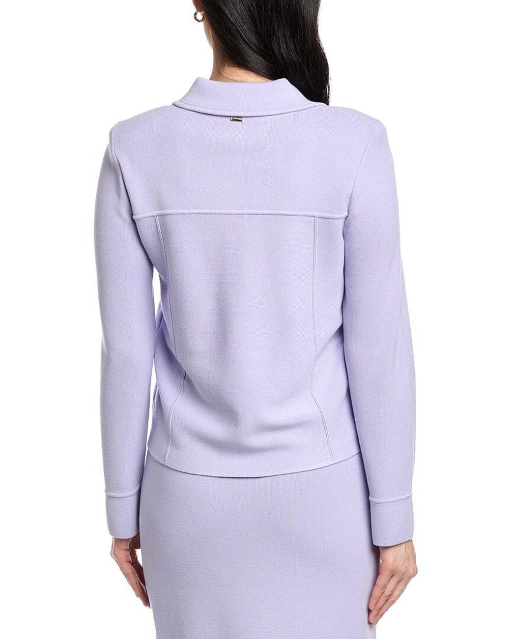 St. John Purple Collared Boxy Knit Jacket