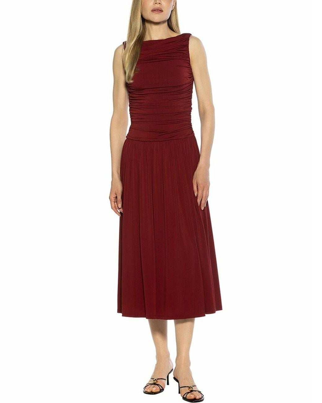 Alexia Admor Red Lumi Portrait Neck Maxi Dress