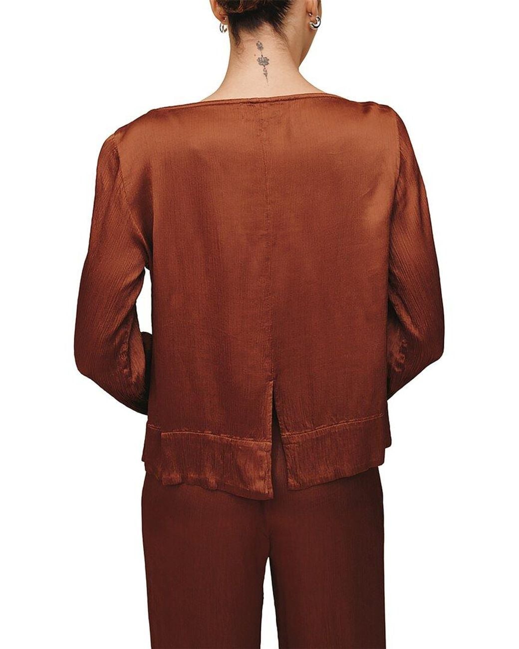 Bella Dahl Red Long Sleeve Split Back Pullover