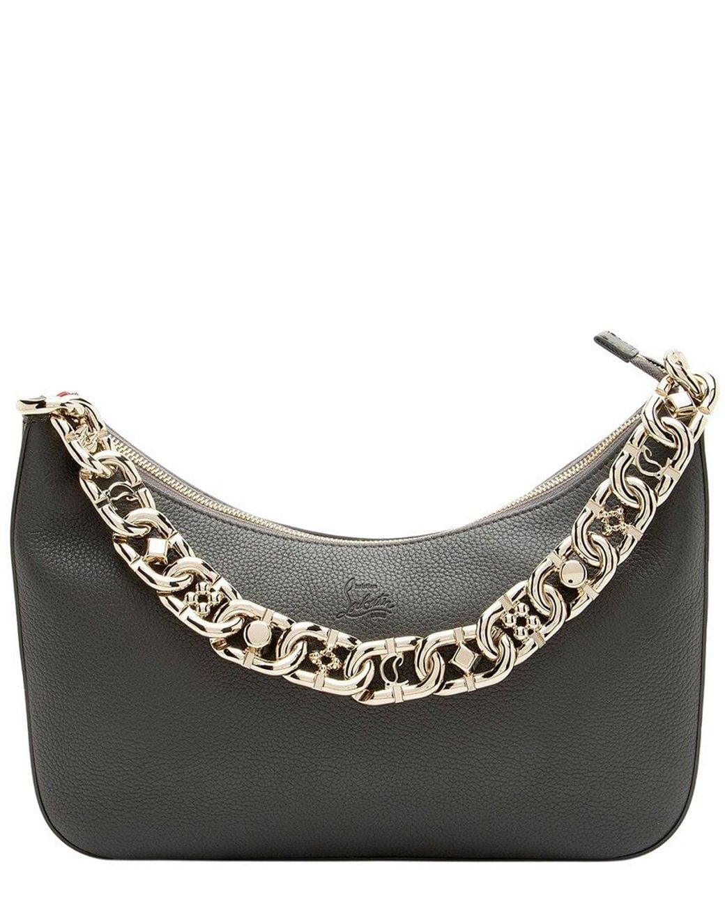 Christian Louboutin Black Leather Loubila Large Chain Shoulder Bag (Authentic Pre-Loved)