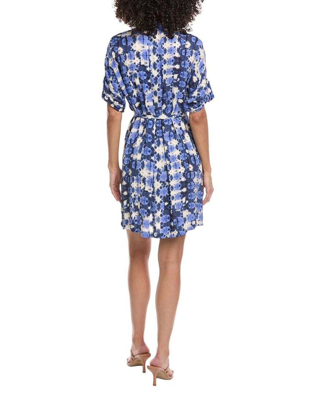 NIC+ZOE Blue Petite Shibori Stone Belted Devon Dress