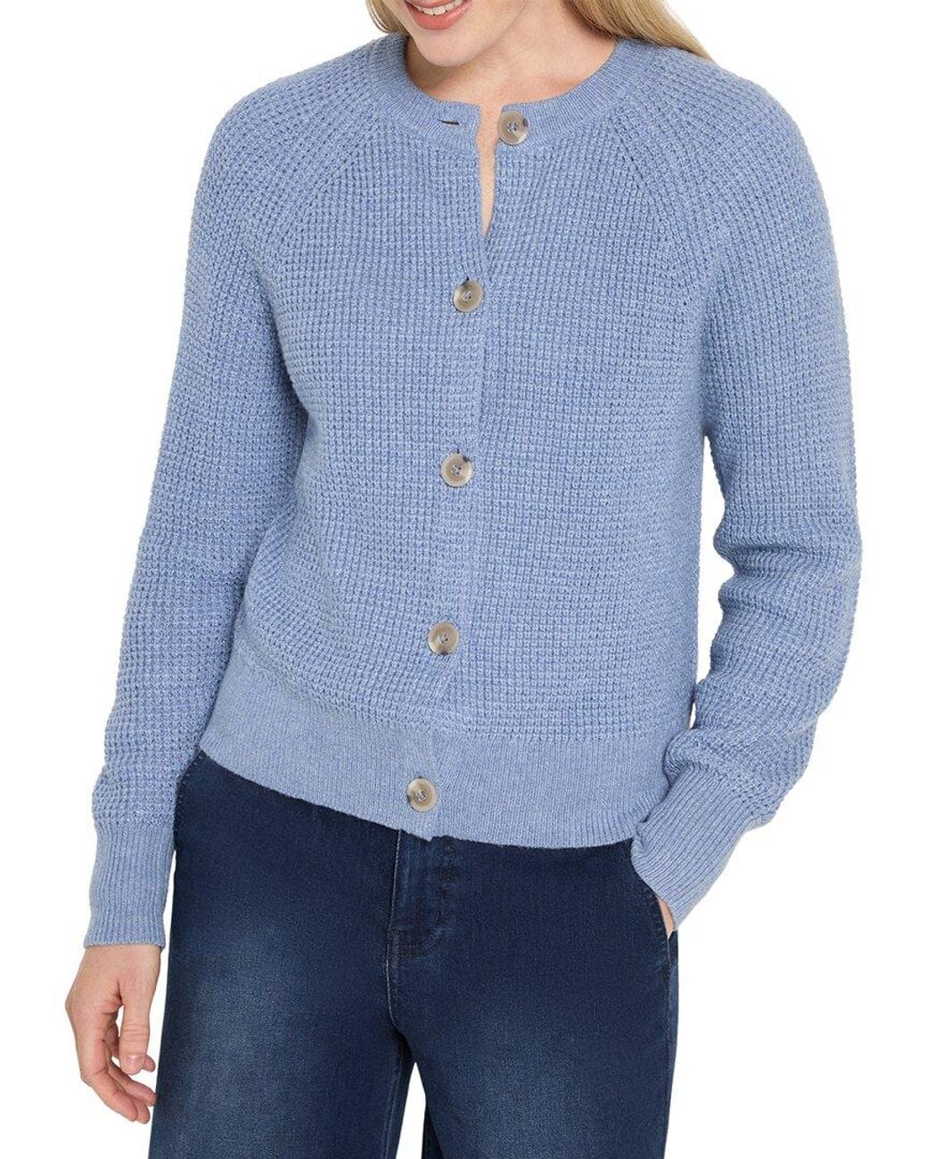 NIC+ZOE Blue Plus Waffle Cardigan