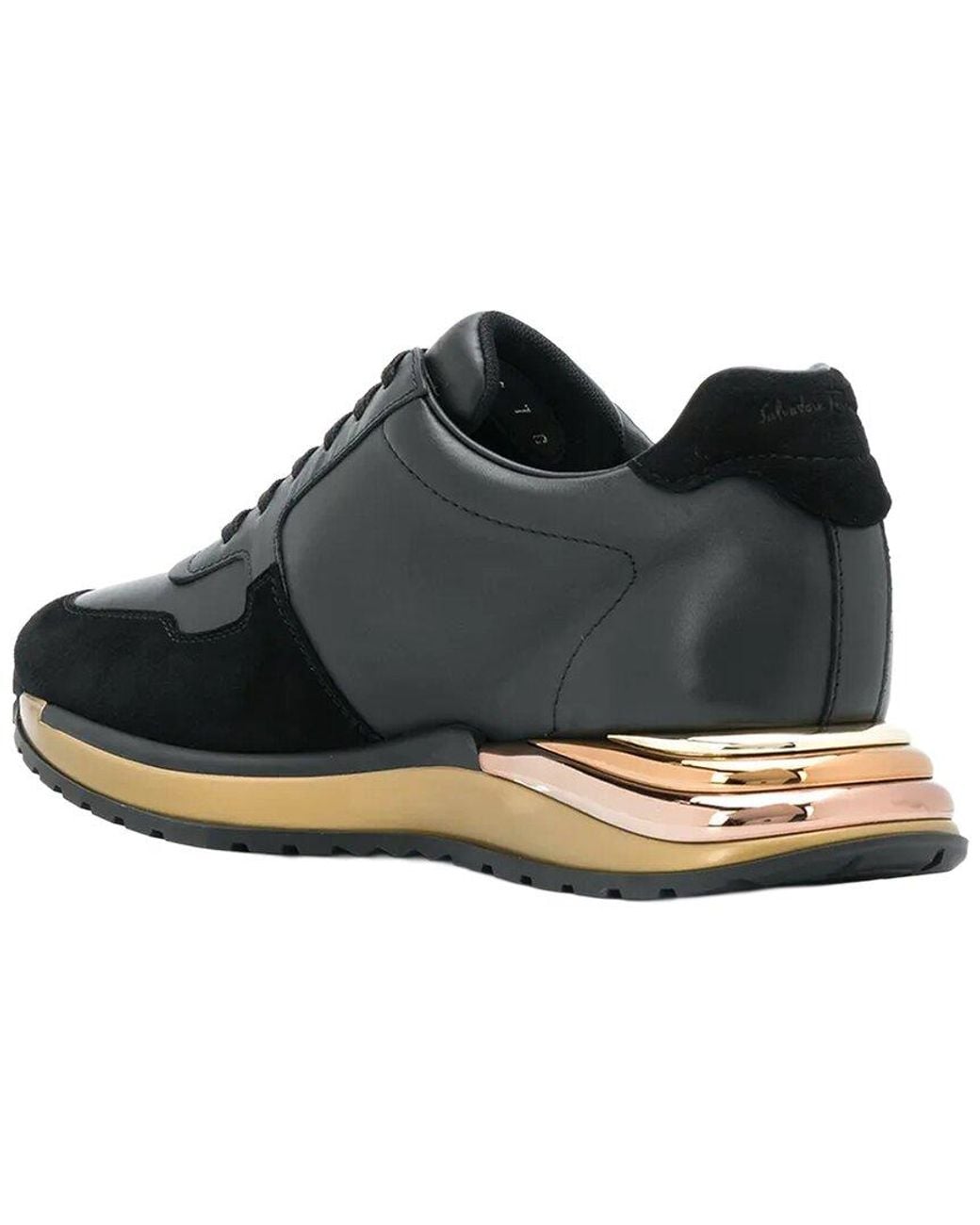 Ferragamo Blue Brooklyn Low-Top Leather Sneaker