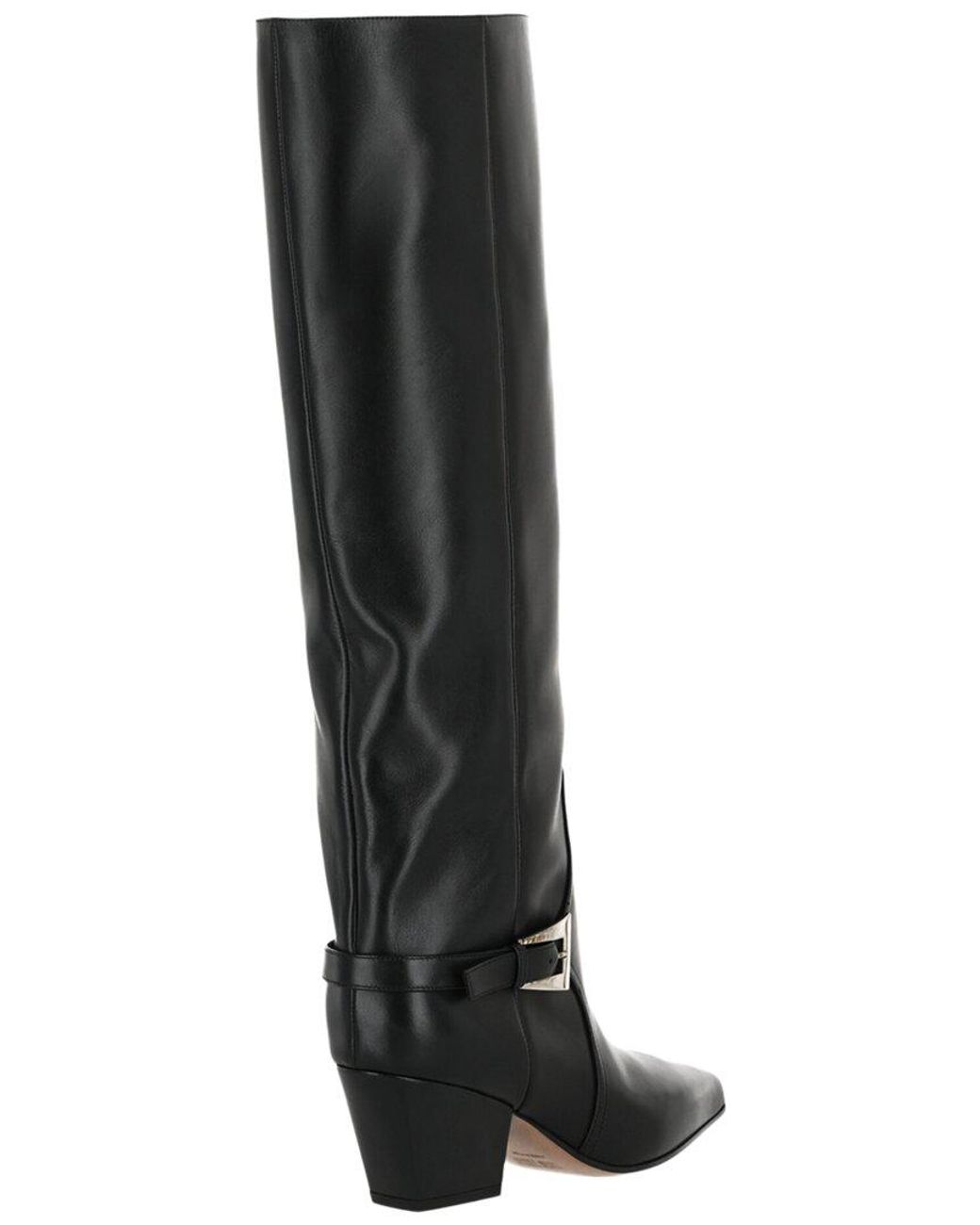 Paris Texas Black Jane Leather Knee-High Boot