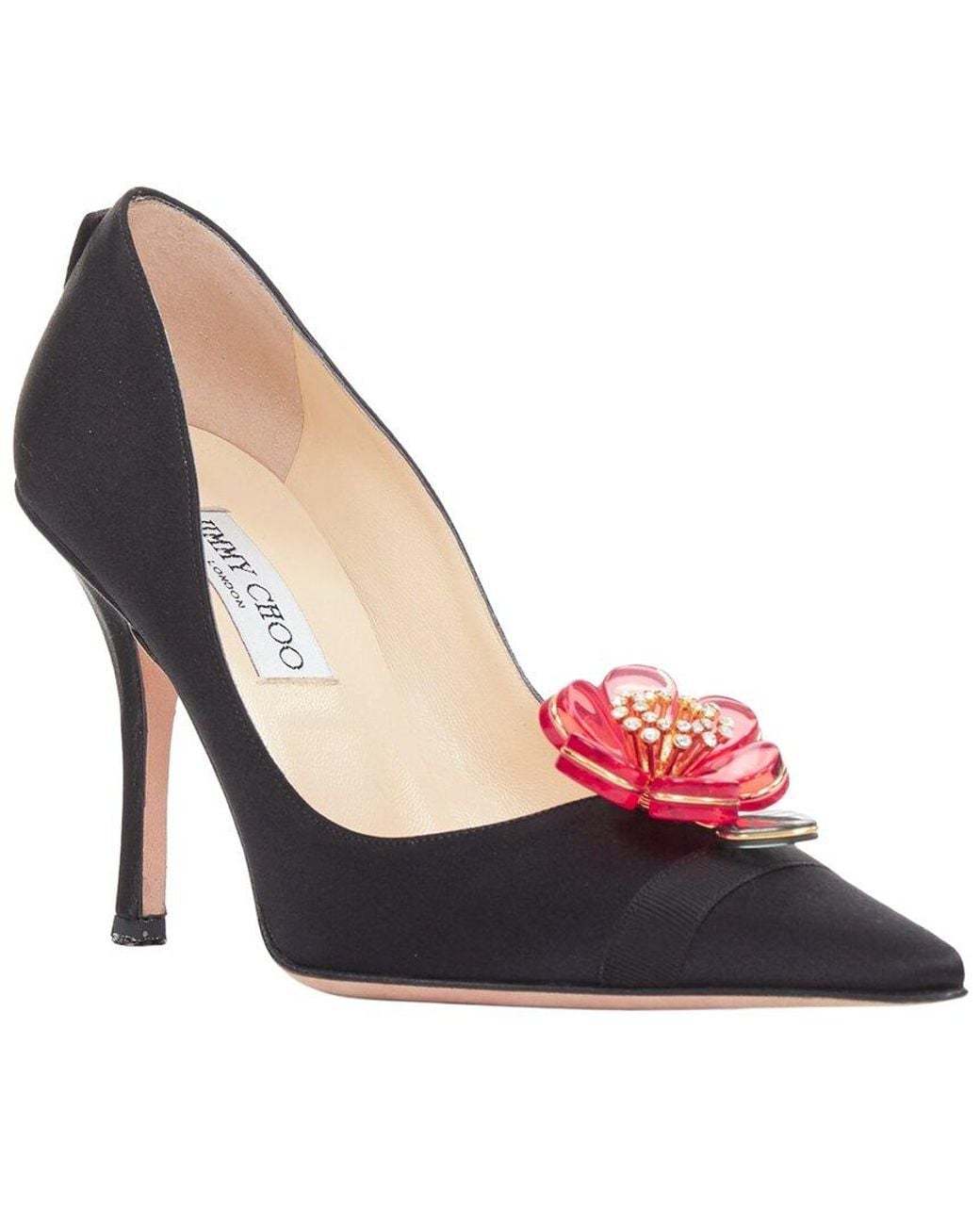 Jimmy Choo Blue Satin Entice Grosgrain Flower Brooch Pump (Authentic Pre- Loved)