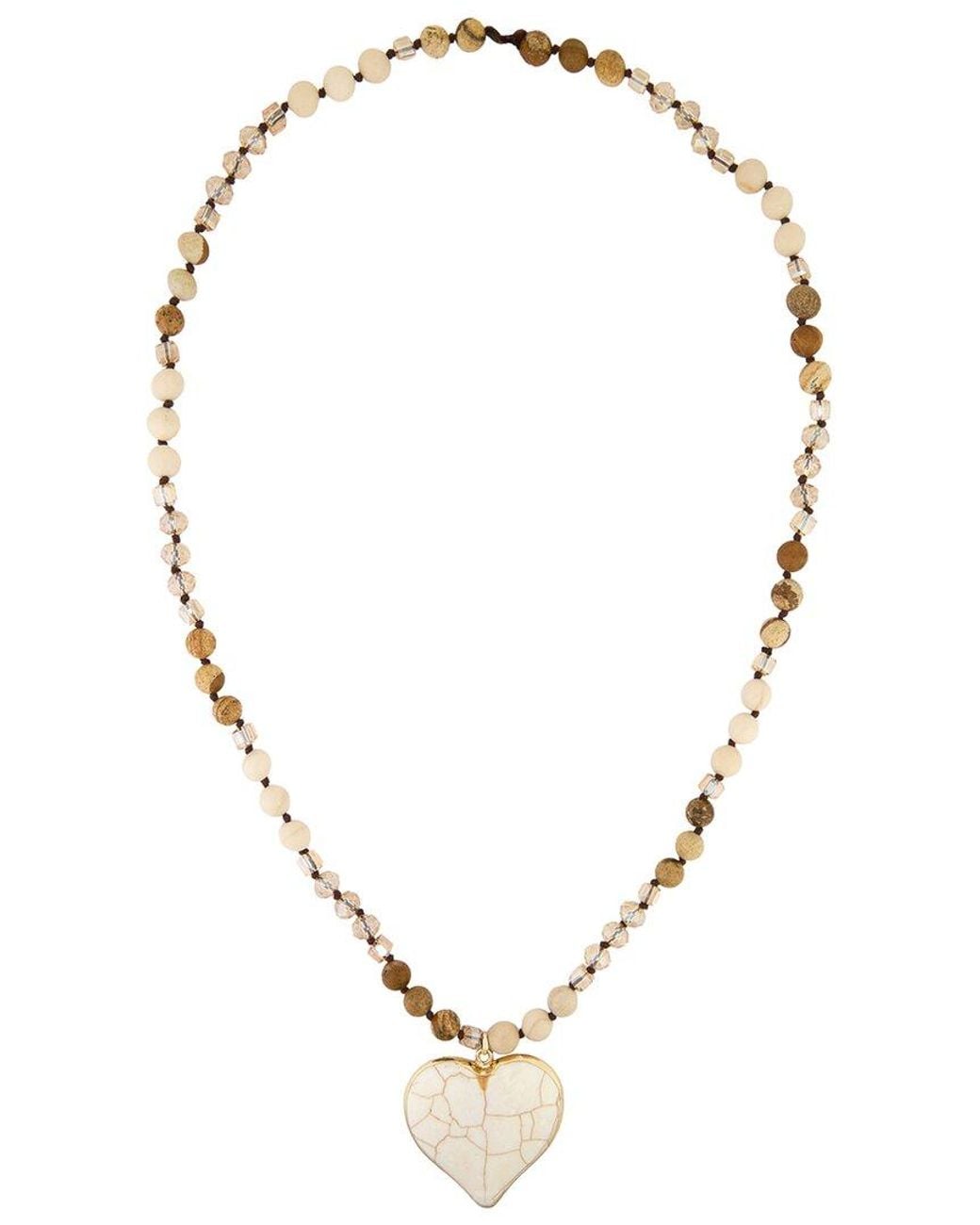 Saachi Metallic Heart Stone Beaded Necklace