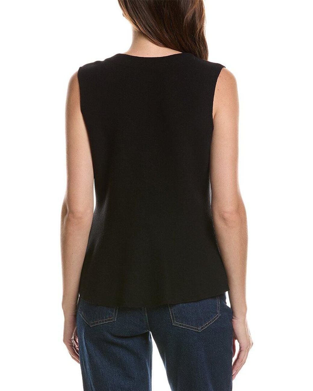 Anne Klein Black V-Neck Peplum Vest