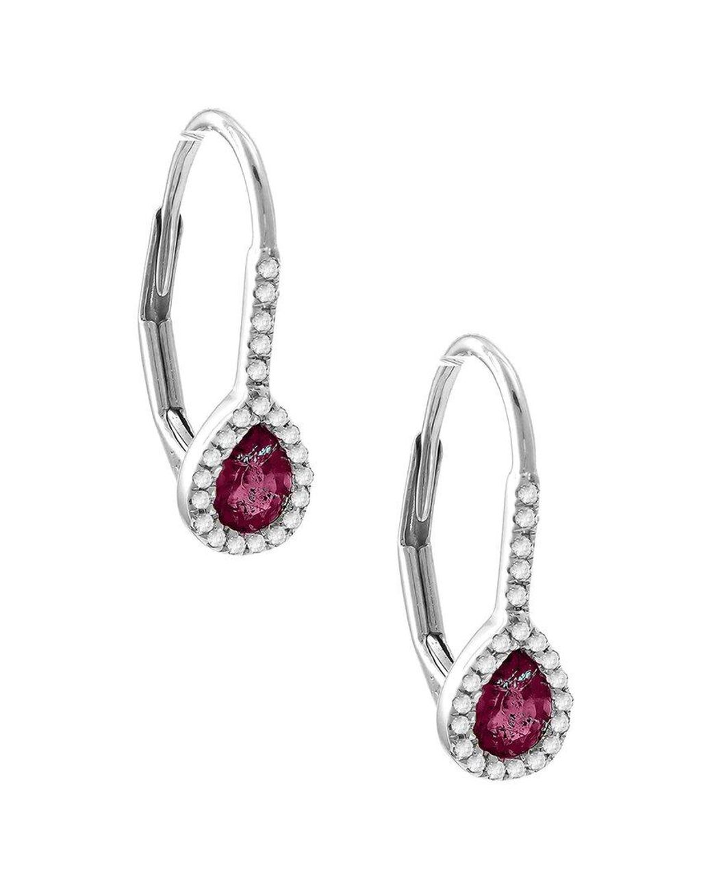 Gemstones Metallic 0.51 Ct. Tw. Diamond & Ruby 14k Earrings