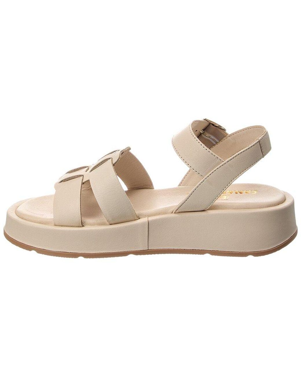 La Canadienne Natural Acorn Leather Platform Sandal