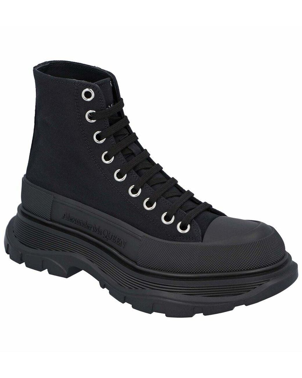 McQueen Black Canvas Tread Slick Boot, Never Worn (Authentic Pre- Loved)