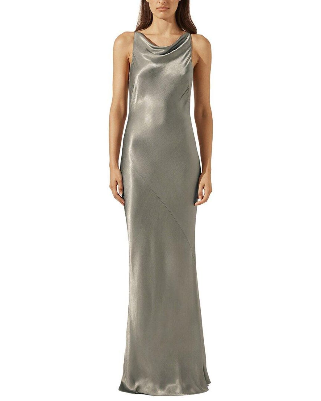 Shona Joy Green La Lune High Neck Cowl Maxi Dress