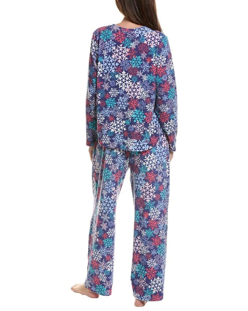 Hue Blue 2Pc Waffle Fleece Pajama Set