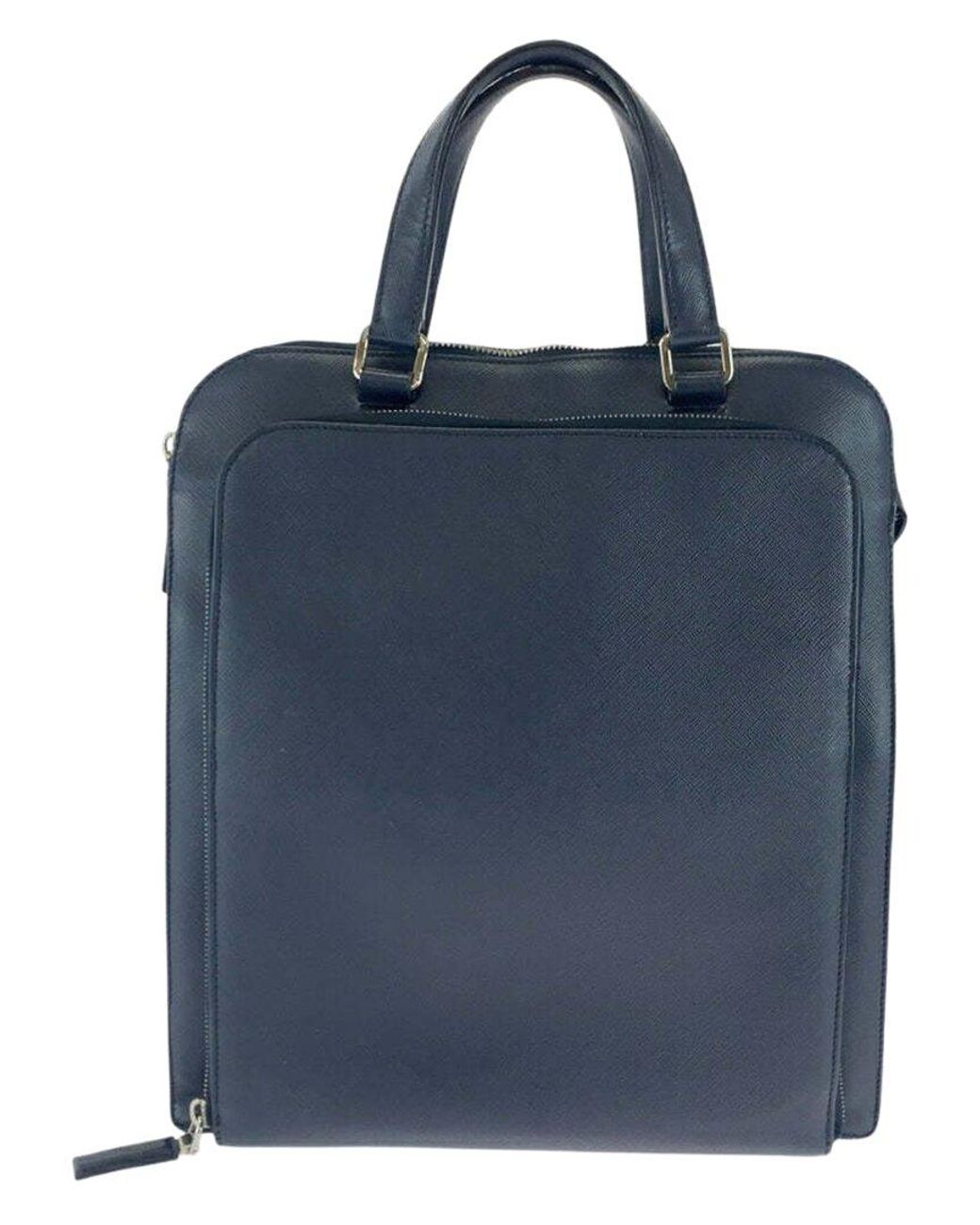 Prada Blue Saffiano Leather Tote Bag (Authentic Pre-Loved)