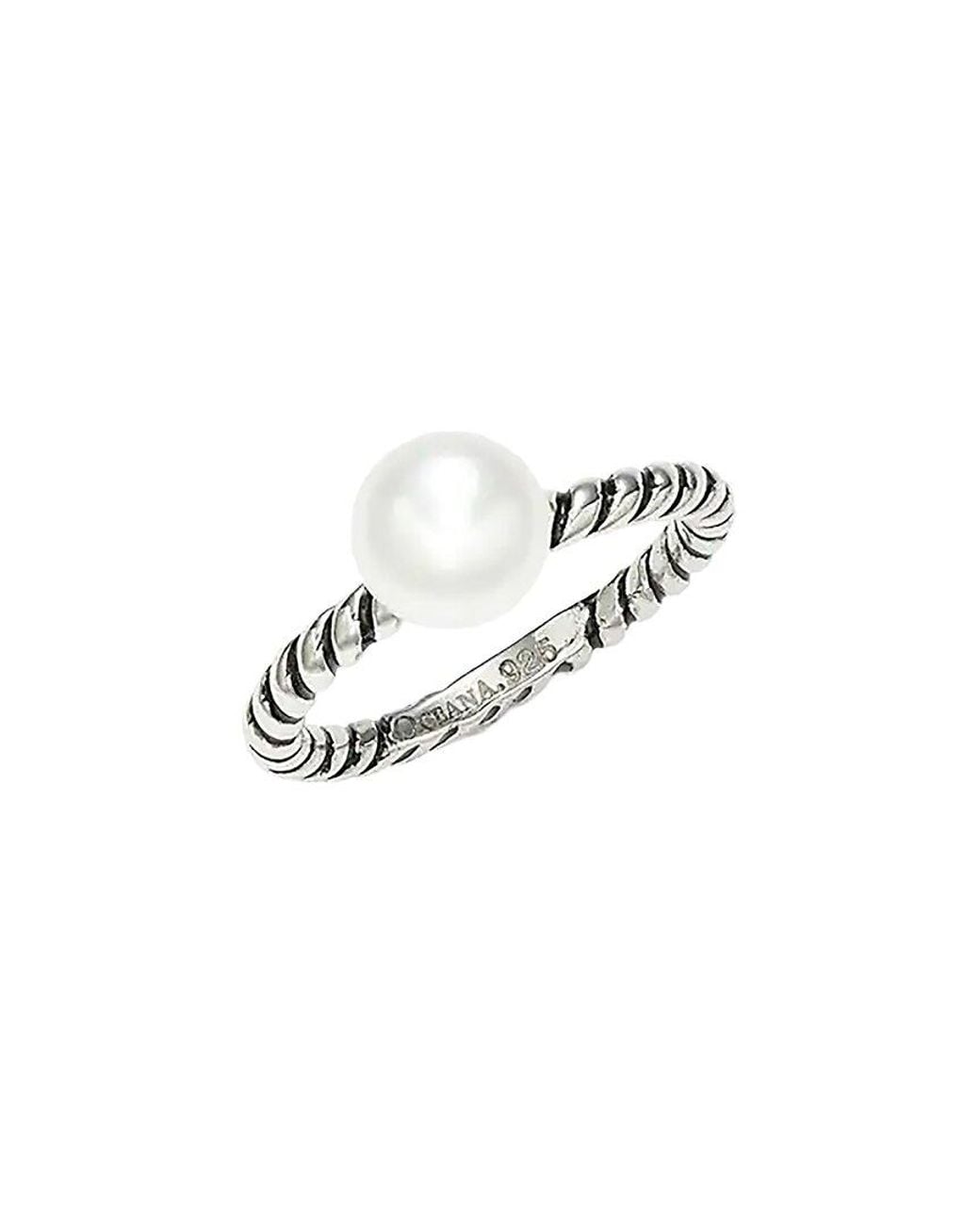 Belpearl White 8Mm Pearl Twisted Ring
