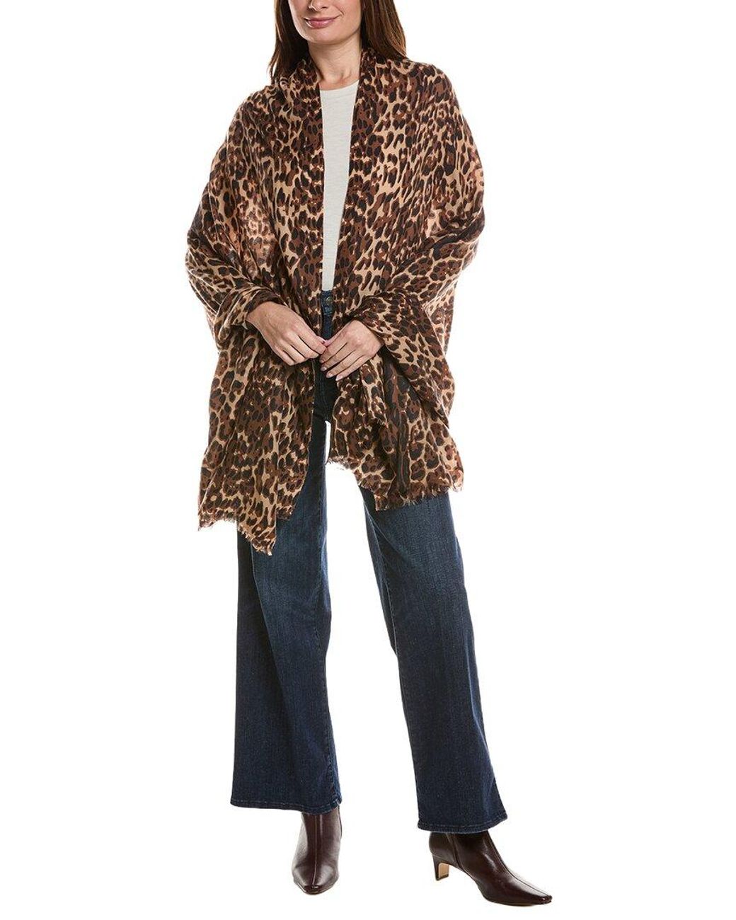 Sofiacashmere Multicolor Sofiacashmere Leopard Print Lightweight Cashmere Scarf