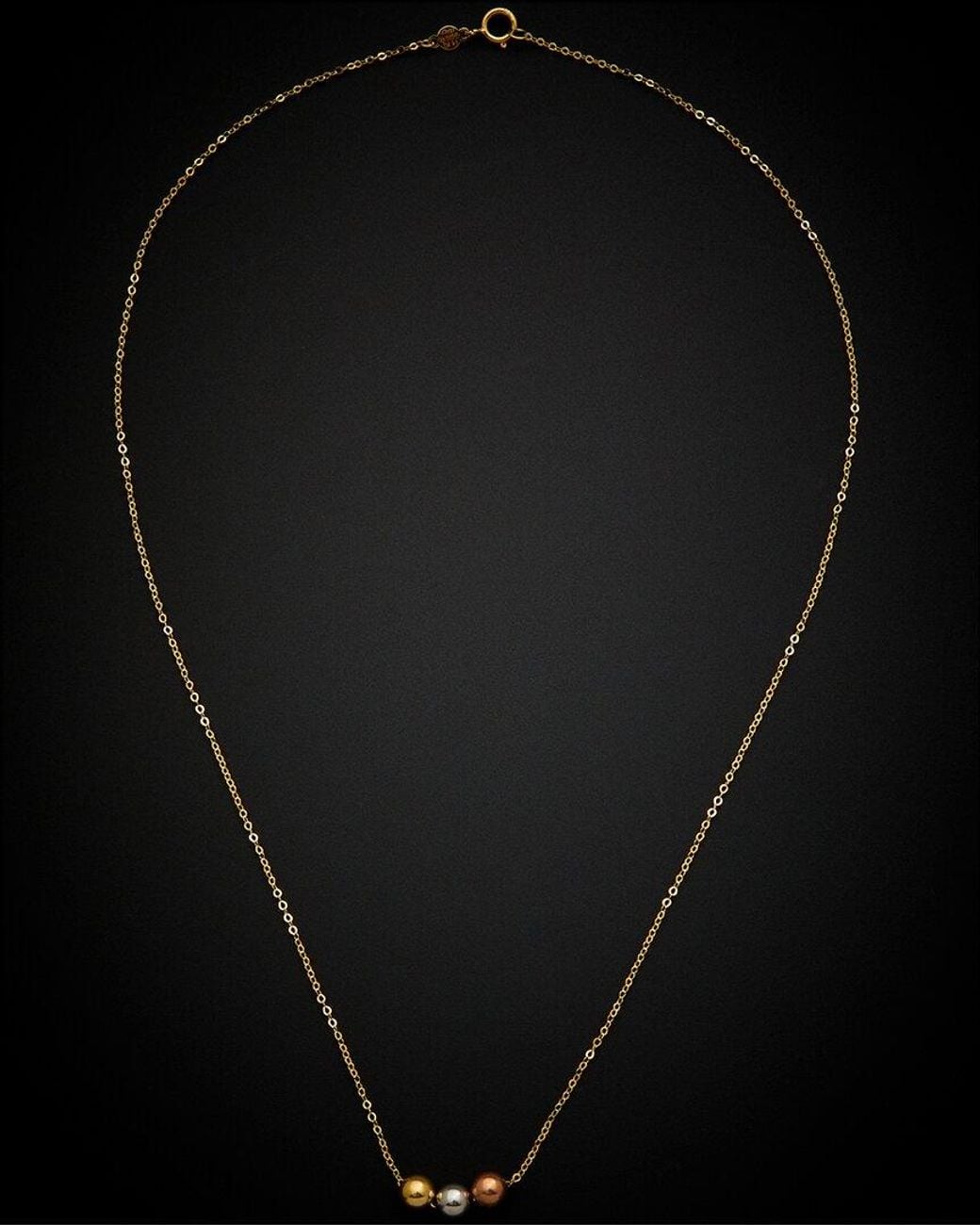 Italian Gold Black 14k Italian Tri-tone Gold Bead Necklace