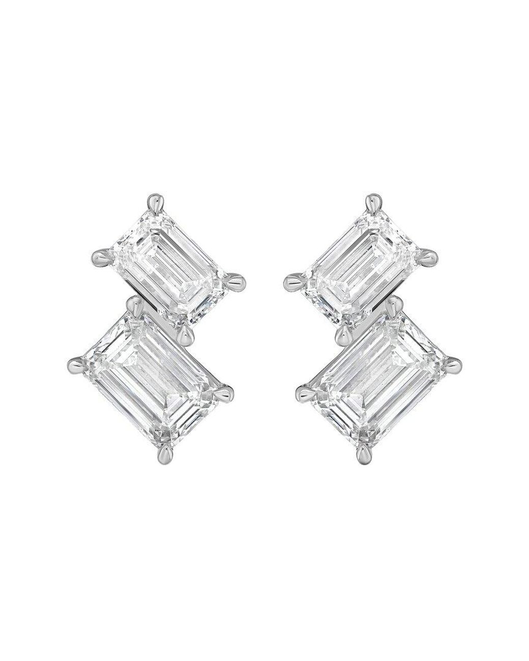 Diana M Metallic 14K 7.00 Ct. Tw. Lab-Grown Diamond Two-Stone Earrings