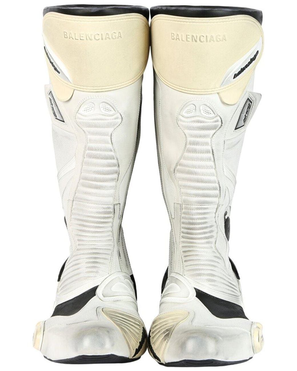 Balenciaga White Distressed Biker Boot for men