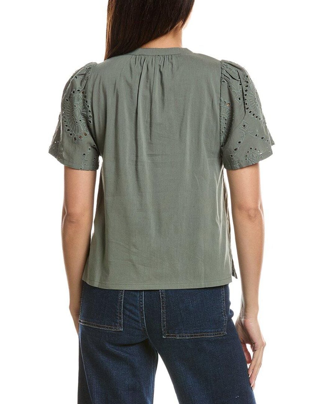 Splendid Gray Eyelet Top