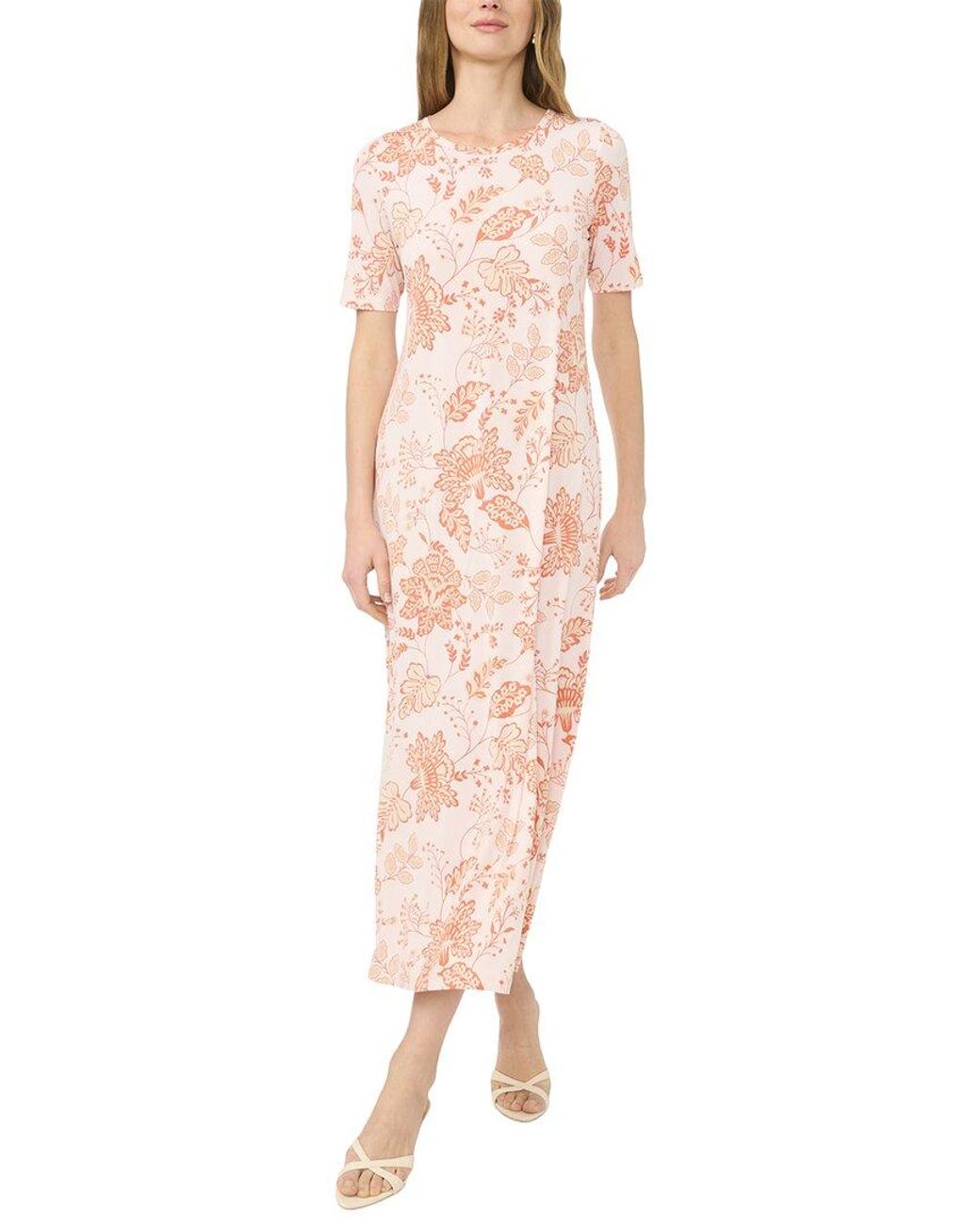 Vince Camuto Pink 3/4 Sleeve Crew Neck Maxi