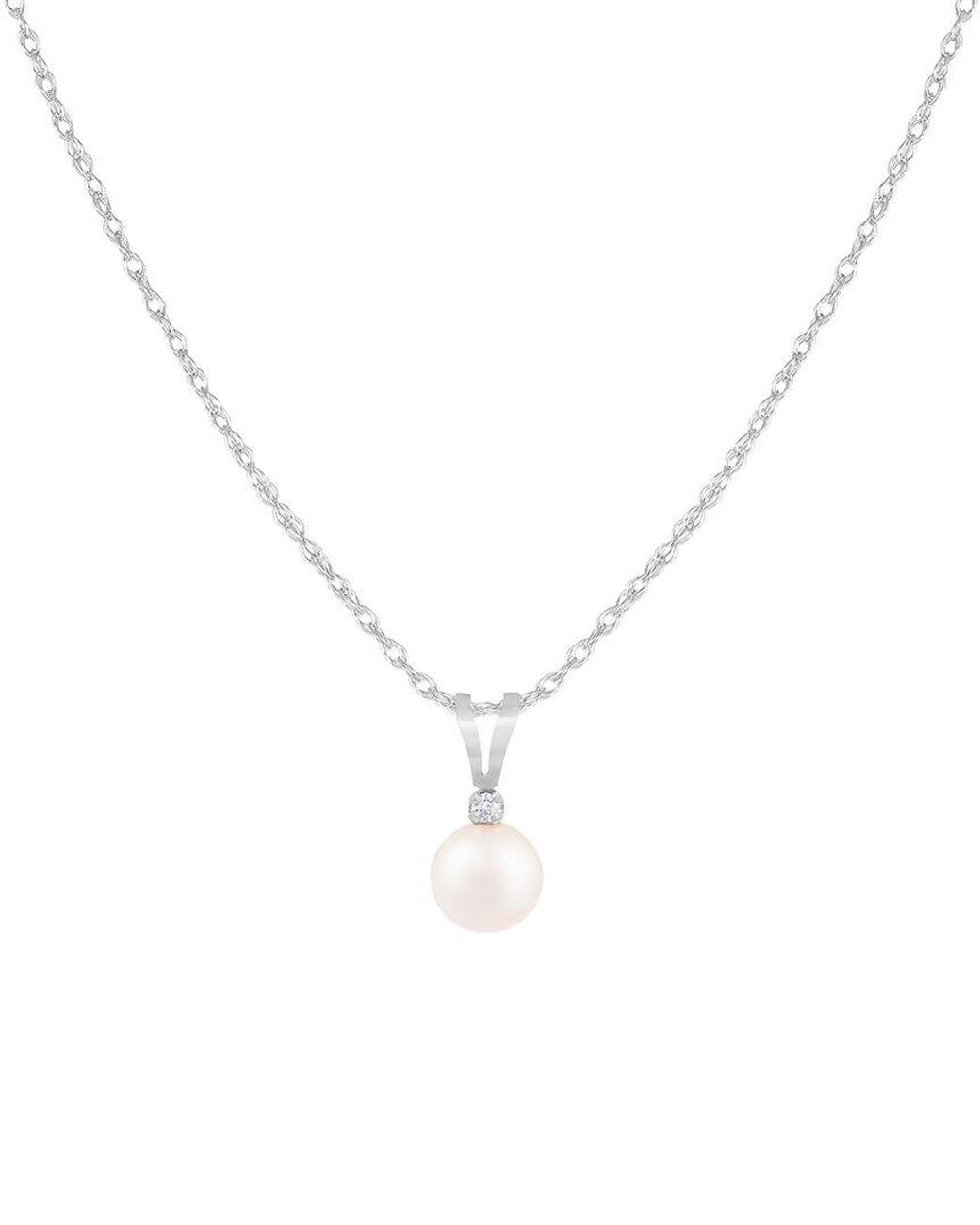 Splendid Metallic 14k 0.01 Ct. Tw. Diamond 5 - 6 Mm Pearl Pendant