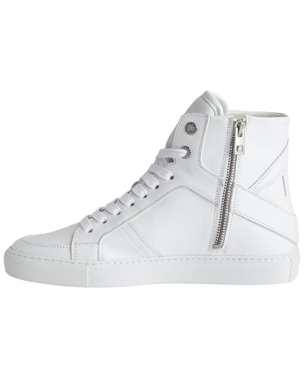 Zadig & Voltaire Gray High Flash Smooth Leather Sneaker
