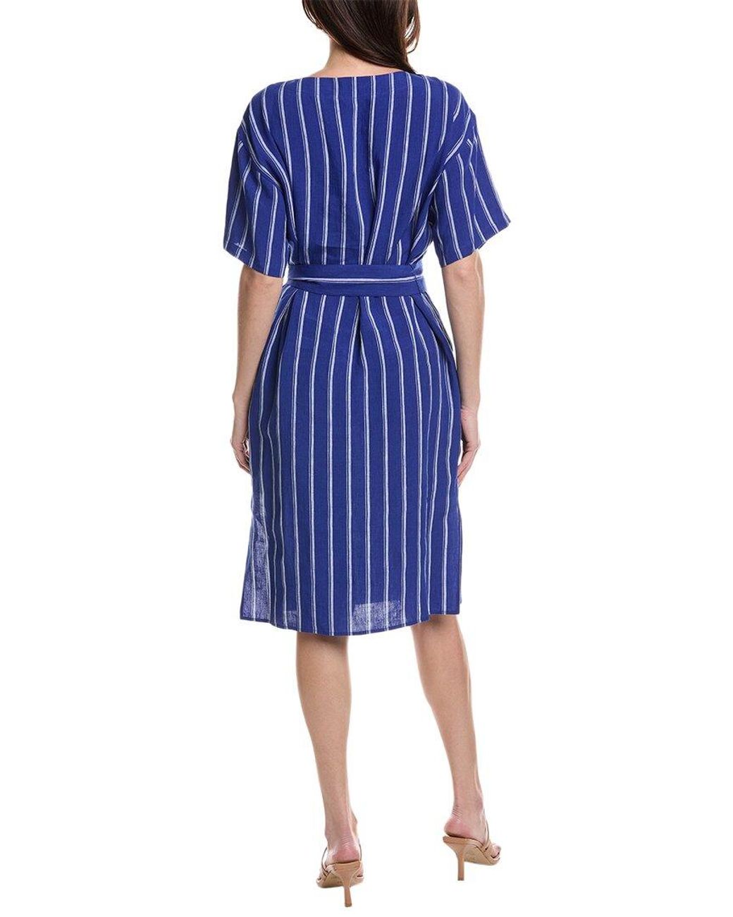 LAFAYETTE 148 Blue and White Striped Midi Dress Women Size high quality Small