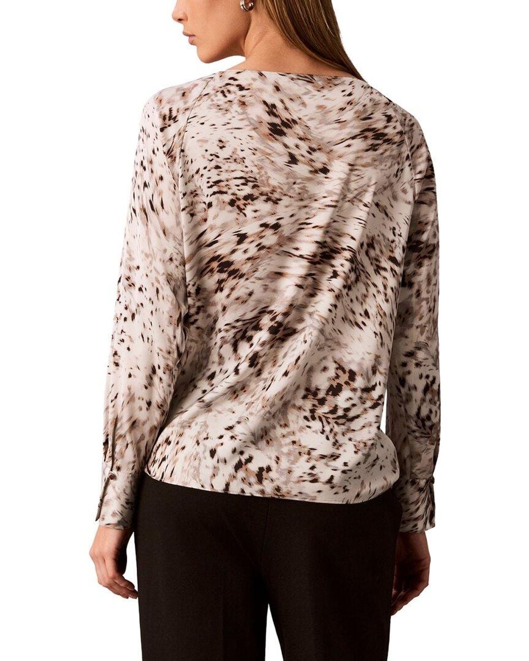 Calvin Klein Brown Petite Raglan Sleeve Blouse