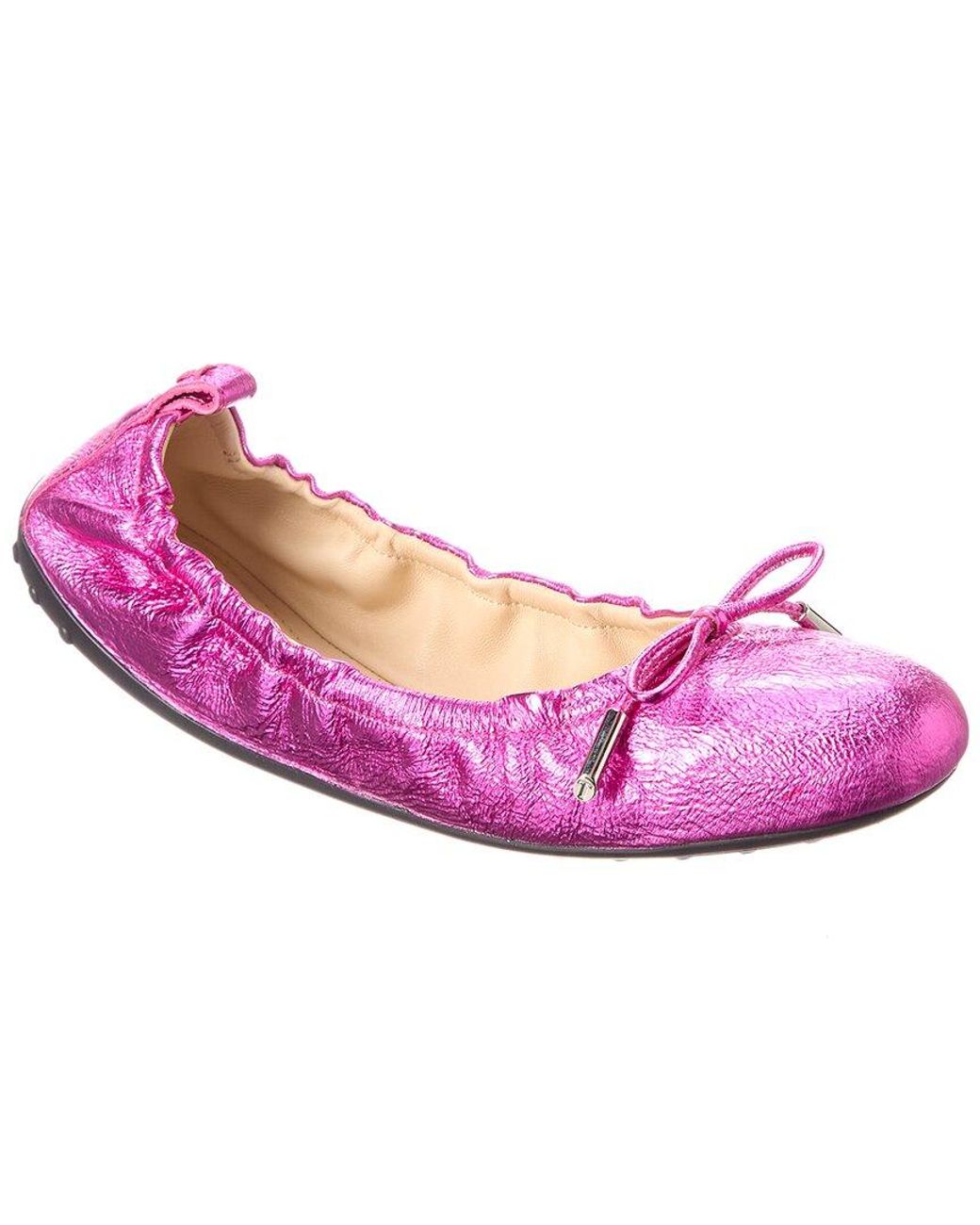 Tod's Pink Leather Ballerina Flat